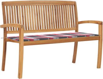 vidaXL Banco De Jard&iacute;n Apilable Y Coj&iacute;n Madera Maciza De Teca 128,5 Cm Vidaxl