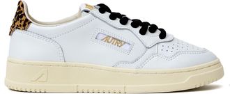 Autry White Leopard Medalist Low Leather Sneakers