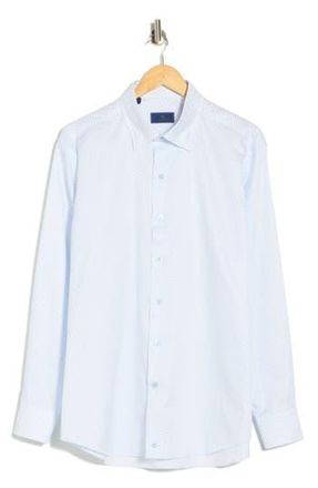 David Donahue Casual Cotton Sport Shirt in White/Sky at Nordstrom Rack, Size Xx-Large