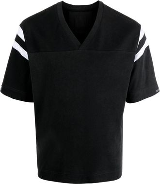 Givenchy panelled V-neck cotton T-shirt - men - Cotton - S - Black