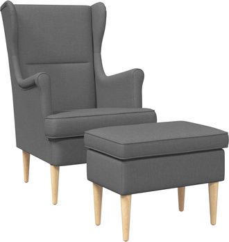 vidaXL Sill&oacute;n Con Pouf 2 Uds. Gris Oscuro Tela Vidaxl