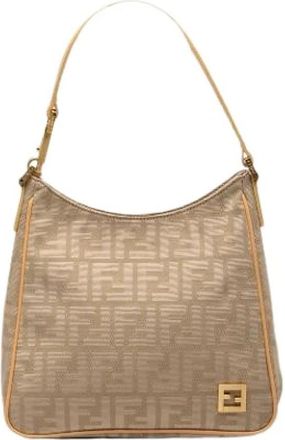 Fendi Pre-owned Canvas Schoudertas - Dames - Vintage Schoudertas - Beige - ONE Size - Leer - Vintage
