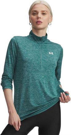 Under Armour Dames-top met halve rits en textuur (Groen)
