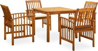 vidaXL Set Comedor De Jard&iacute;n 5 Pzas Y Cojines Madera Maciza De Acacia Vidaxl