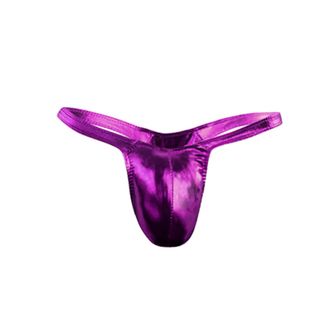 Generic Mens Sexy Liquid Metallic Briefs Shiny Thongs Y-Fronts Bulge Pouch G-String Hollow-Out Sparkly Slips Erotic Tanga Stretchy Underwear Comfort Panties f