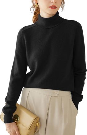 Dissa Women Cashmere Jumper Black Roll Neck Sweater Long Sleeve Slim Cashmere Wool Thin Jumper Solid Color Ladies Sweater,10,SH1002