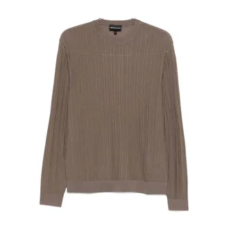 Emporio Armani Virgin Wool Jumper with Embossed Jacquard Pattern