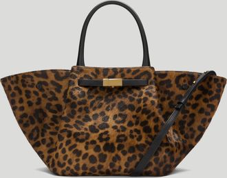 DeMellier The Midi New York in Leopard-Effect Calf Hair & Black Smooth Leather Shoulder bag