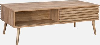 Sweeek Mesa De Centro Escandinava Con Puertas Correderas, Madere, Natural, 59x119x41.5 Cm