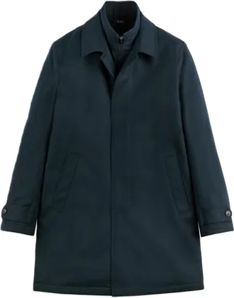 Fay Blue Tailored Classic Collar Concealed Coat