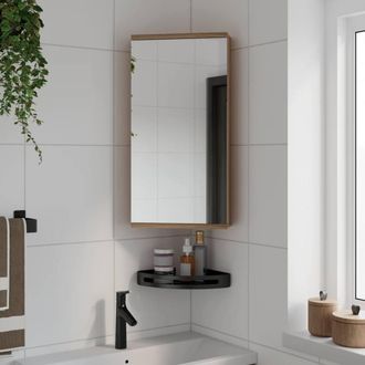 Berkfield Home Corner Bathroom Mirror Cabinet Oak 30x24x60 cm in Brown | Size: 30 x 24 x 60 cm