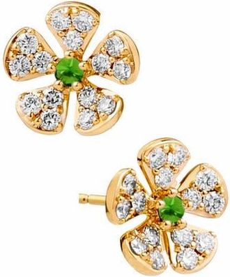Syna Flower Studs in Emerald at Nordstrom, Size Small