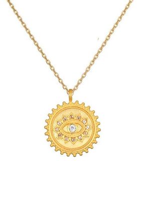 Satya Jewelry True Visionary White Topaz Evil Eye Necklace in Gold at Nordstrom