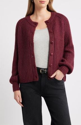 Caslon Metallic Shaker Stitch Cardigan in Burgundy Tannin at Nordstrom Rack, Size X-Large
