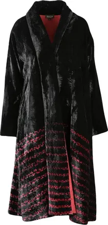 Raga Silk Velvet Overcoat - Black
