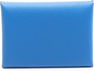 Herm&egrave;s Blue Epsom Leather Coin Purse/Coin Case (Pre-Owned)