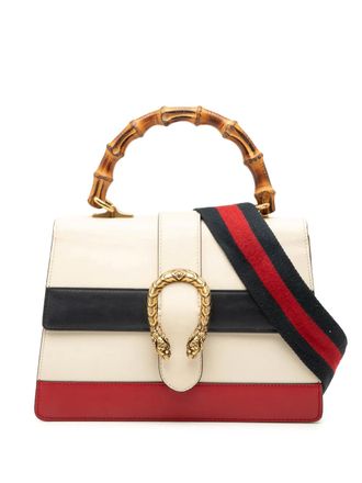 Gucci 2016-2025 Medium Leather Bamboo Dionysus Web satchel - White
