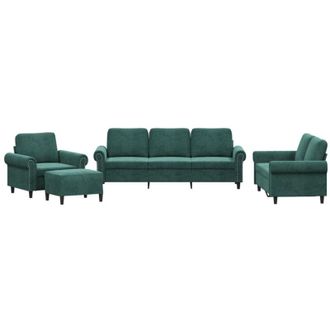 vidaXL Juego De Sof&aacute;s Con Cojines 4 Piezas Terciopelo Verde Oscuro Vidaxl