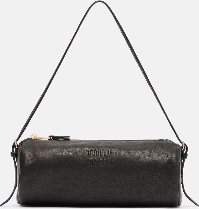 Logo leather shoulder bag