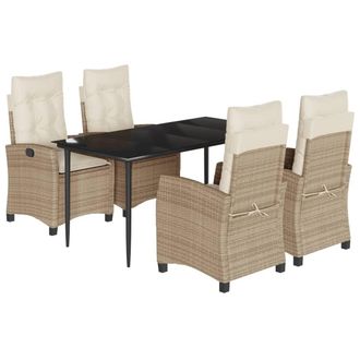 vidaXL Vidaxl Set Da Pranzo Da Giardino 5 Pz Con Cuscini Beige In Polyrattan