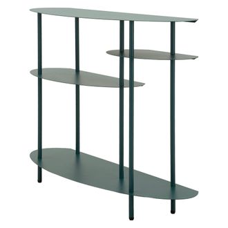 Dmora Consola Gamisi, 4 Estantes, Color Verde, Estructura Tonalidad Octanio, 10x42x132h Cm Verde Octanio