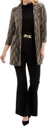 Frank Lyman Design Patterned Abstract Blazer In Gold. navy