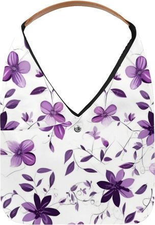 Generic Purple Floral Beautiful Reusable Lightweight Grocery Bags - Foldable Into Compact Pouch, Washable & Sturdy, Multipurpose for Shopping and Travel