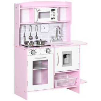 HOMCOM Cocina de juguete 70x29x90 cm rosa
