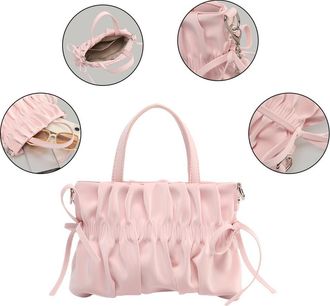 Generic Pleated Handbag for Women for Party Wedding Clutches Bag Tote Bag (White)