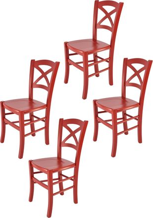 Tommychairs Tommychairs 4 Sillas Cross En Haya Lacado Rojo