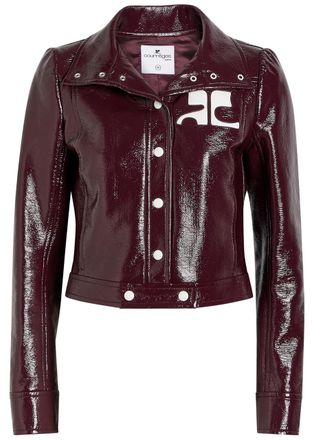 Courr&egrave;ges Reedition Crinkled Vinyl Jacket - Burgundy - 40 (UK12 / M)