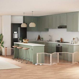 vidaXL Puerta Para Perros Plegable 8 Paneles Madera De &Aacute;lamo 640 Cm Vidaxl