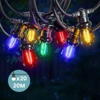 OEM Guirnalda De Luces De 20 M Con 20 Bombillas De Filamento E27, Multicolor (rojo, Azul, Amarillo, Verde) - Decoraci&oacute;n Para Fiestas Al Aire Libre - Ulise