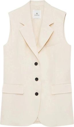 Anine Bing Sara Vest - Dames - Bodywarmers - Beige - S - Leer - Jassen