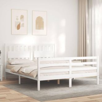 Berkfield Home Beautiful Bed Frame with Headboard White 160x200 cm Solid Wood