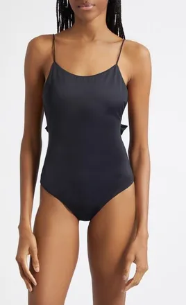 Jacquemus The Cabana Ruffle One-Piece Swimsuit in Black at Nordstrom, Size X-Small