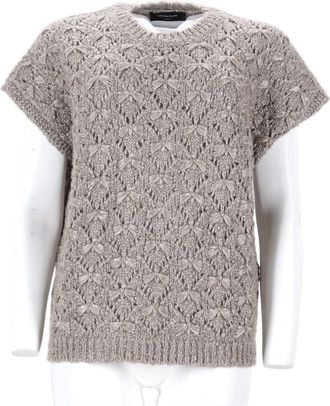 Fabiana Filippi Intricate Lace-Knit Sweater In Airy Grey