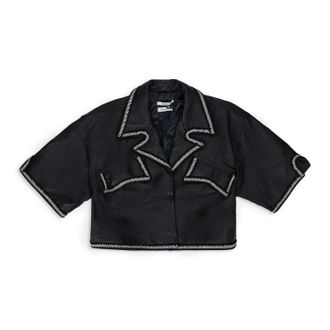 Rhude Black Stitched Crop Leather Vest