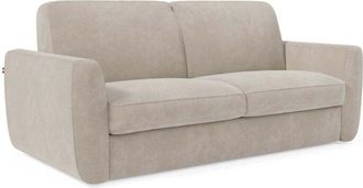 Divani.Store Leonida Divano letto sfoderabile e materasso H18 cm - vano portaguanciali in tessuto Smacchiabile T23 202 cm panna