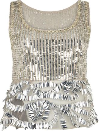 Alberta Ferretti Sequin Top - Dames - Tops zonder mouwen - Grijs - L - Pailletten - Tops