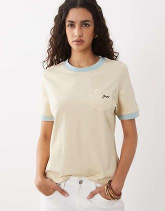 Boss Orange by Hugo Boss Ezoe - T-shirt comoda giallo chiaro con tasca