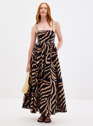 HUGO BOSS Womens Kumare tiger-striped poplin maxi dress