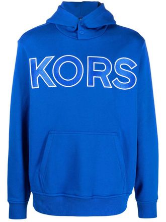 Michael Kors logo-embossed cotton hoodie - Blue
