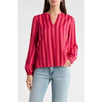 Sugarlips Clarisa Stripe Maxina Top in Fuchsia-Orange at Nordstrom, Size X-Small