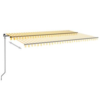 Berkfield Home Manual Retractable Awning with LED 500x350 cm Yellow & White