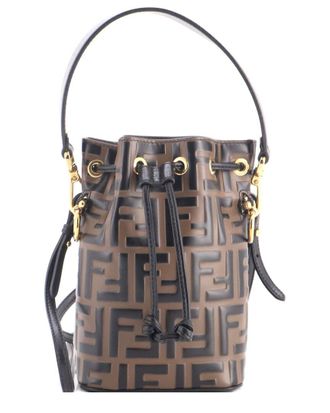 Fendi Fendi Brown Zucca Embossed Leather Mon Tresor Bucket Bag Mini (Authentic Pre- Loved)