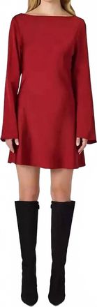 French Connection Ennis Satin Long Sleeve Mini Dress In Wine