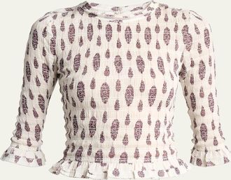 Isabel Marant Arie Smocked Gauze Open-Back Top