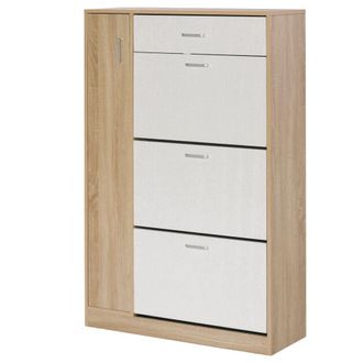 HOMCOM Zapatero 84x30x132cm madera natural y blanco