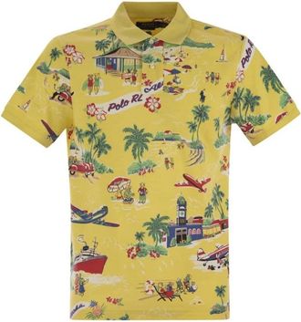 Polo Ralph Lauren Graphic Print Polo Shirt - Heren - Polos - Geel - S - Katoen - Tops